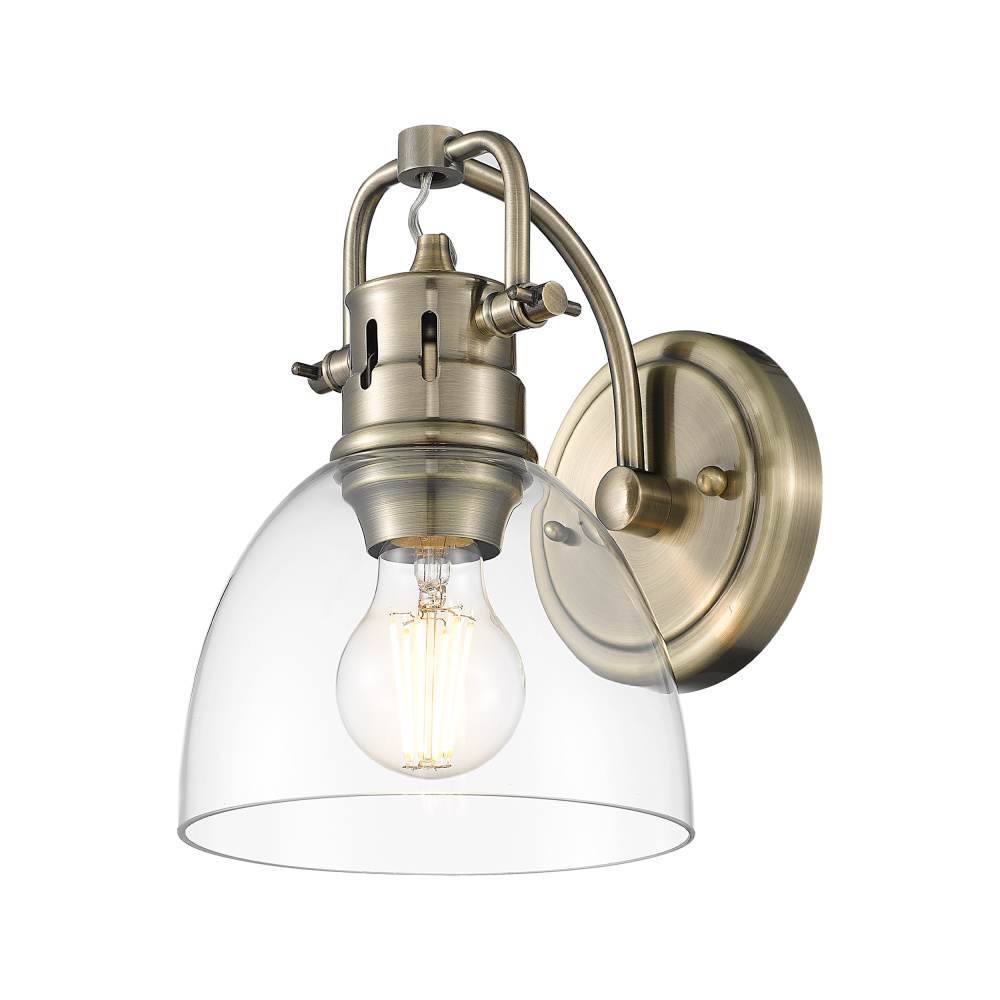 Yep by Golden Lighting Duncan 1-light Vanity in Aged Brass and Clear Glass